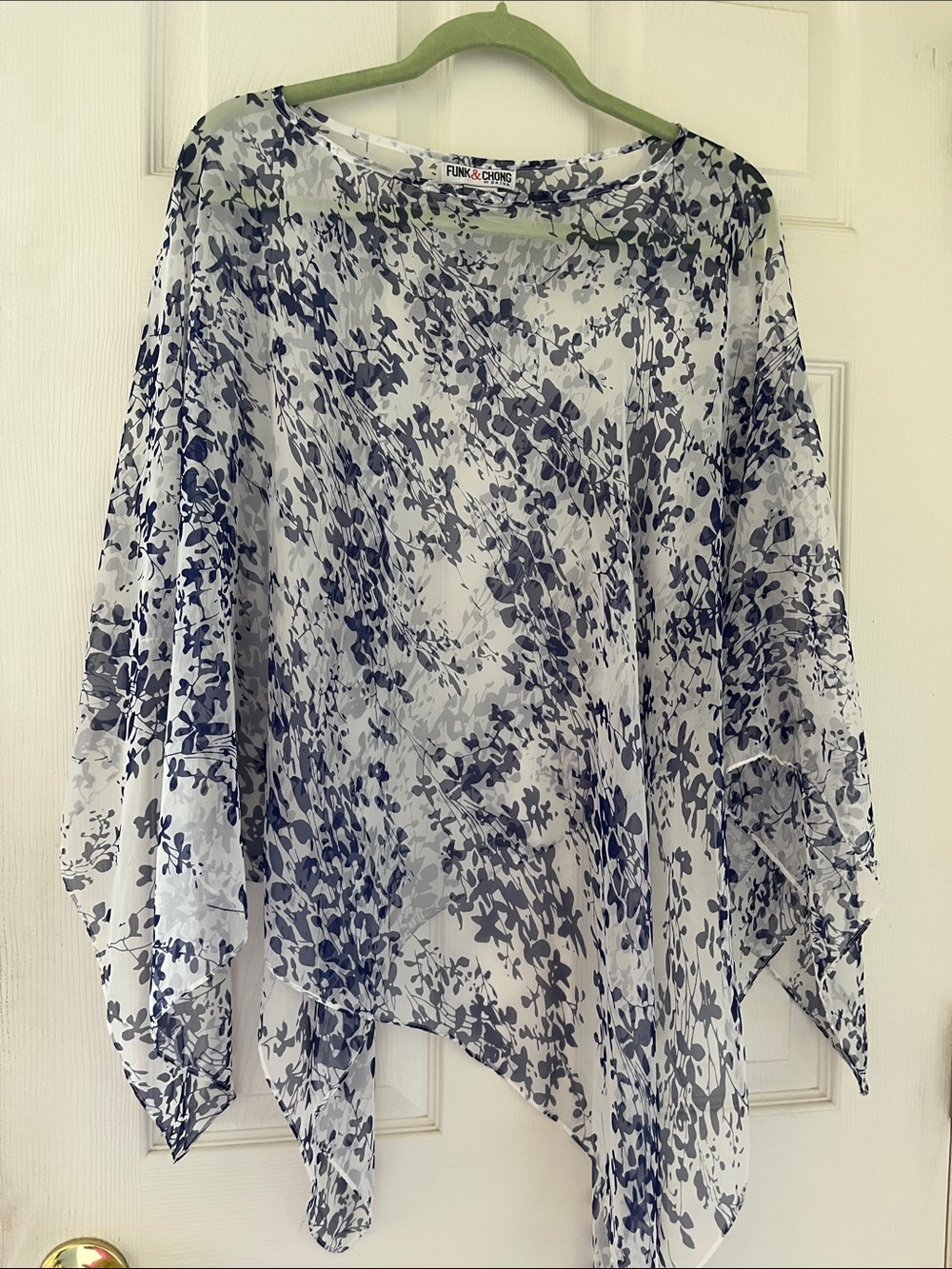 Funky Chick Navy Floral Sheer Tunic Top